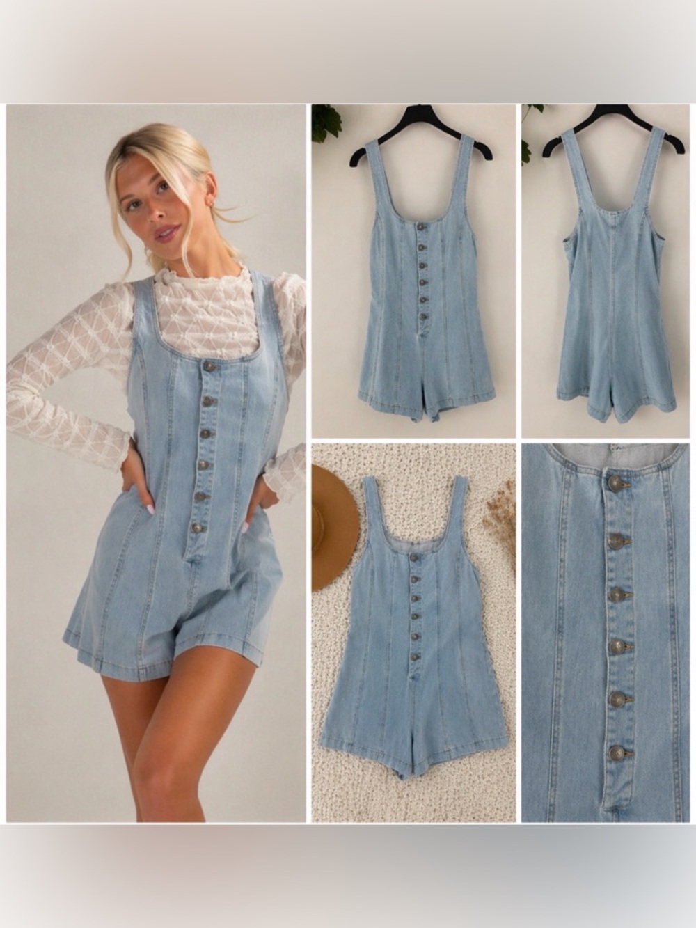 NWOT | Light Blue Denim Button-Front Women’s Romper Jean